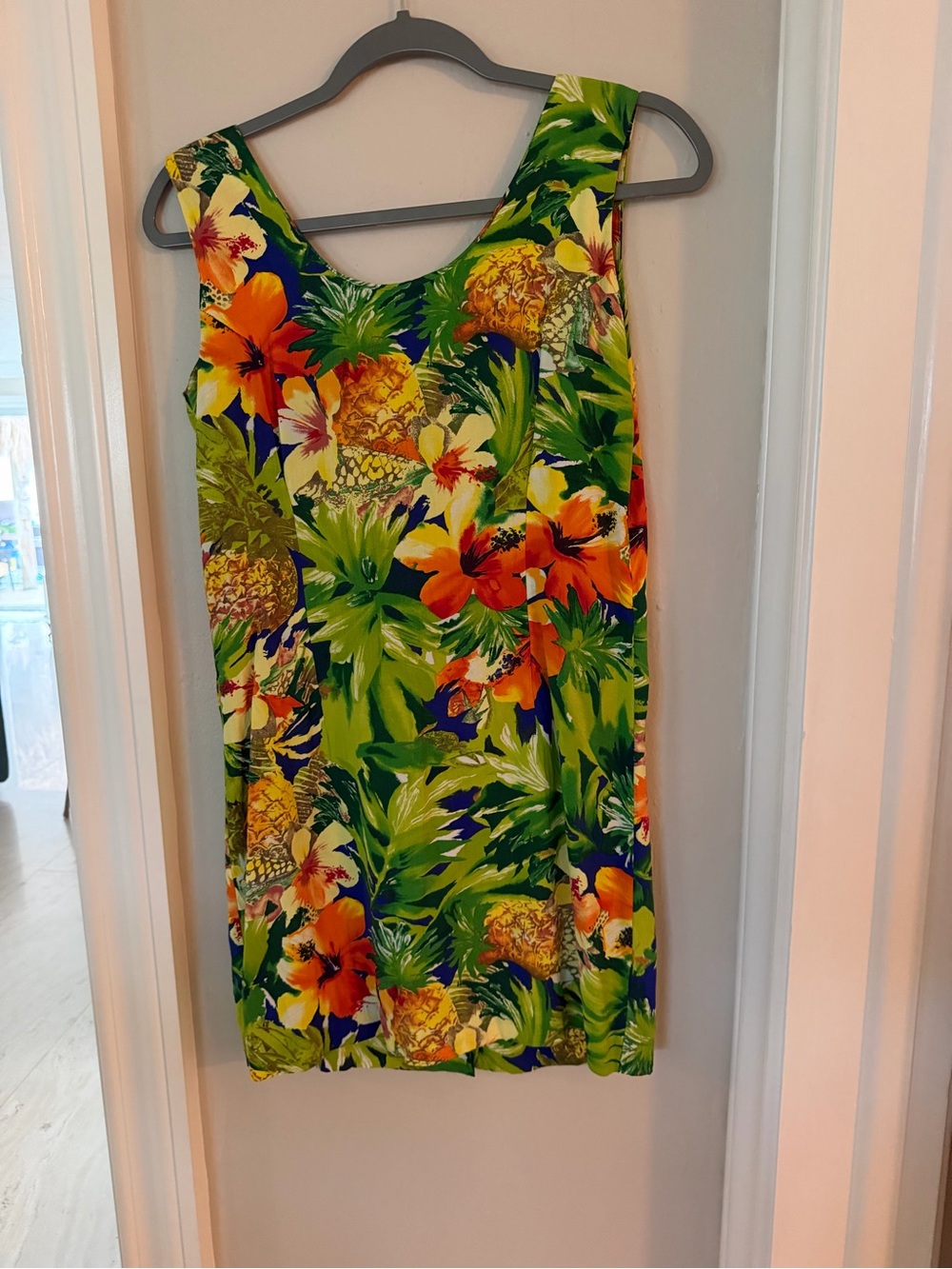 Jams World Green Floral Pineapple Print Sleeveless Dress